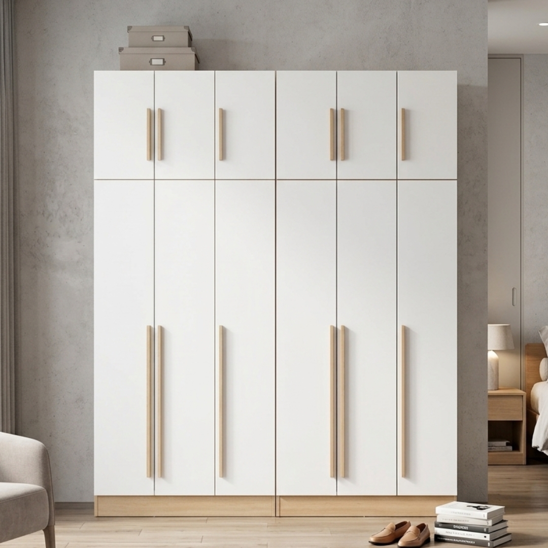 SHEILA TOP OAK-3 SHEILA 2 & 3 Door 240cm High Wardrobe-Oak+White - Image 1