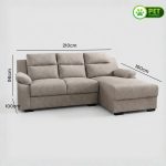 SORENSEN L Shaped 3 Seater Pet Friendly Sofa-Brown - Image 4
