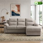 SORENSEN L Shaped 3 Seater Pet Friendly Sofa-Brown - Image 2