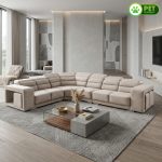 SPIRAL 6 Seater Pet Friendly Corner Sofa-Brown - Image 5