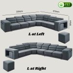 SPIRAL 6 Seater Pet Friendly Corner Sofa-Grey - Image 7