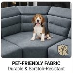 SPIRAL 6 Seater Pet Friendly Corner Sofa-Grey - Image 5