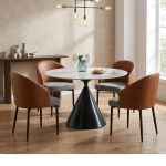 STEPPE 4 Seater Round Sintered Stone Dining Set-Black - Image 2