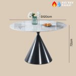 STEPPE 4 Seater Round Sintered Stone Dining Set-Black - Image 3