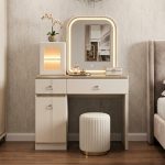 STUDIO 100cm LED Mirror Dressing Table Set-Cream