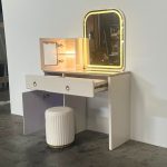 STUDIO 100cm LED Mirror Dressing Table Set-Cream - Image 4