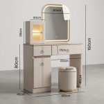 STUDIO 100cm LED Mirror Dressing Table Set-Cream - Image 6