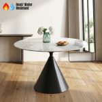 STEPPE 4 Seater Round Sintered Stone Dining Set-Black - Image 4