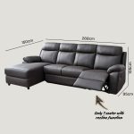 TORBEN L Shaped 4 Seater Recliner Sofa-Brown PU - Image 4