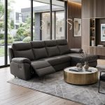 TORBEN L Shaped 4 Seater Recliner Sofa-Brown PU - Image 3