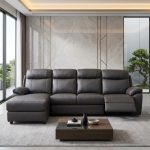TORBEN L Shaped 4 Seater Recliner Sofa-Brown PU