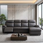 TORBEN L Shaped 4 Seater Recliner Sofa-Brown PU - Image 2