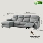 TORBEN L Shaped 4 Seater Pet Friendly Recliner Sofa-Light Grey - Image 4