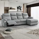 TORBEN L Shaped 4 Seater Pet Friendly Recliner Sofa-Light Grey - Image 3