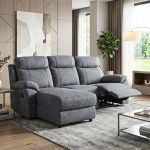 TORBEN L Shaped 3 Seater Pet Friendly Recliner Sofa-Grey - Image 2