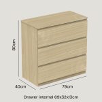 VESTA Premium Grade 3 Drawer Chest-Oak - Image 4