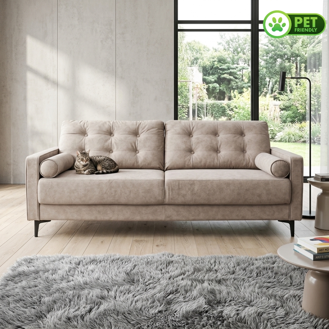 VODDER BROWN-2 VODDER 3 Seater Pet Friendly Sofa-Brown - Image 1
