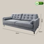 VODDER 3 Seater Pet Friendly Sofa-Grey - Image 4