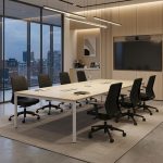 VIKA 300cm Melamine Conference Table-Boras Ash - Image 2