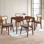 ZONDA Full Solid 4 Seater Dining Set-Walnut - Image 2