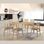 ZONDA Full Solid 6 Seater Dining Set-Natural - Image 3