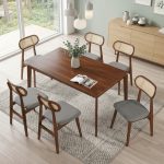 ZONDA Full Solid 6 Seater Dining Set-Walnut - Image 2