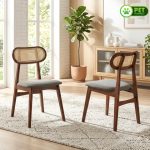 [Set of 2] ZONDA Pet Friendly Dining Chair-Walnut