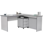 ECON 150cm L Shaped Working Desk-Grey - Image 3