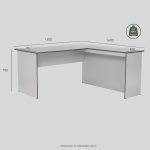 ECON 150cm L Shaped Working Desk-Grey - Image 7
