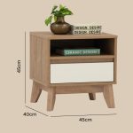 HIRADO 1 Drawer Bedside Table-Oak - Image 5