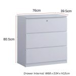AFFIN 3 Drawer Chest With Lock-White - Image 4