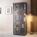 DSC 2067 2 Glass Door LED Display Cabinet-Black - Image 2