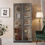 DSC 2067 2 Glass Door LED Display Cabinet-Black