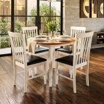 DUSK 4 Seater Drop Leaf Extension Round Dining Set-White - Image 2