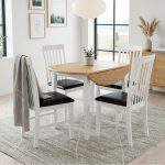DUSK 4 Seater Drop Leaf Extension Round Dining Set-White - Image 3