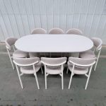 JUTE 8 Seater Sintered Stone Dining Set-Beige - Image 2