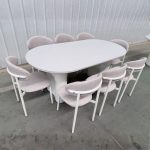 JUTE 8 Seater Sintered Stone Dining Set-Beige - Image 4
