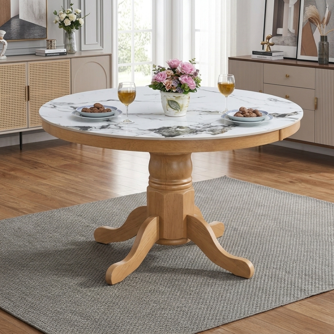 WINDOR RD MUJI-2 WINDSOR D120cm Sintered Stone Round Table-Beech - Image 1
