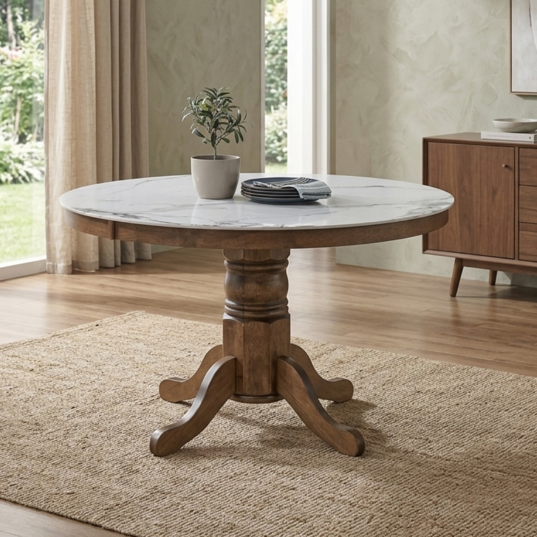 WINDOR RD WAL-2 WINDSOR D120cm Sintered Stone Round Table-Walnut - Image 1